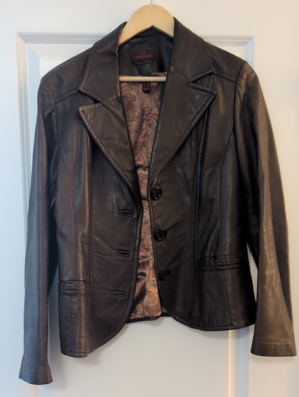 Classic Black Leather Blazer Jacket - Women